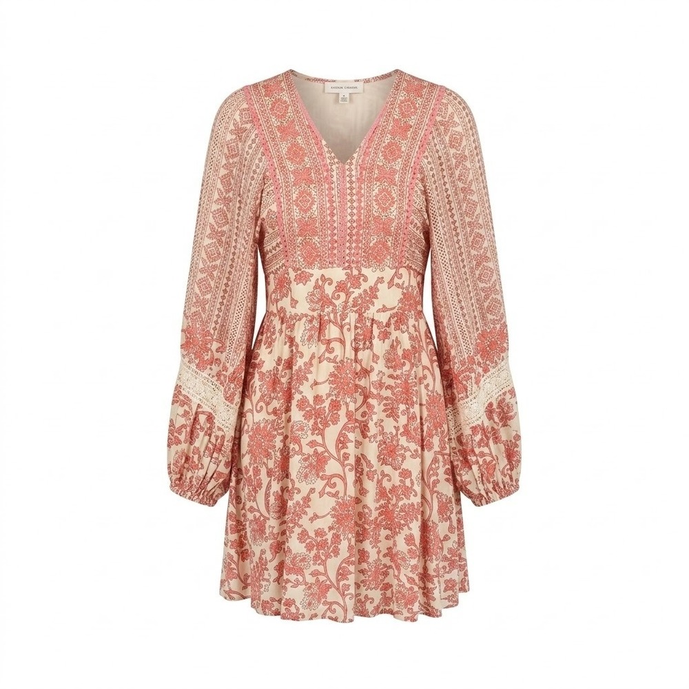 Sincerely Jules Pink Floral Cottagecore Mini Dress Whimsigoth Boho Prairie Large